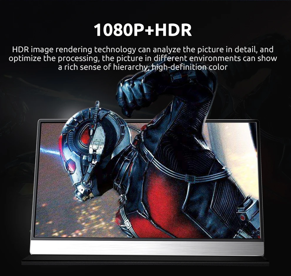 15.6 Inch1080P FHD Monitor Portátil 100% sRGB HDR IPS Uma Tela HDMI Tipo-C Gaming Display Para Computador Portátil Xbox PS4/PS5 Switch