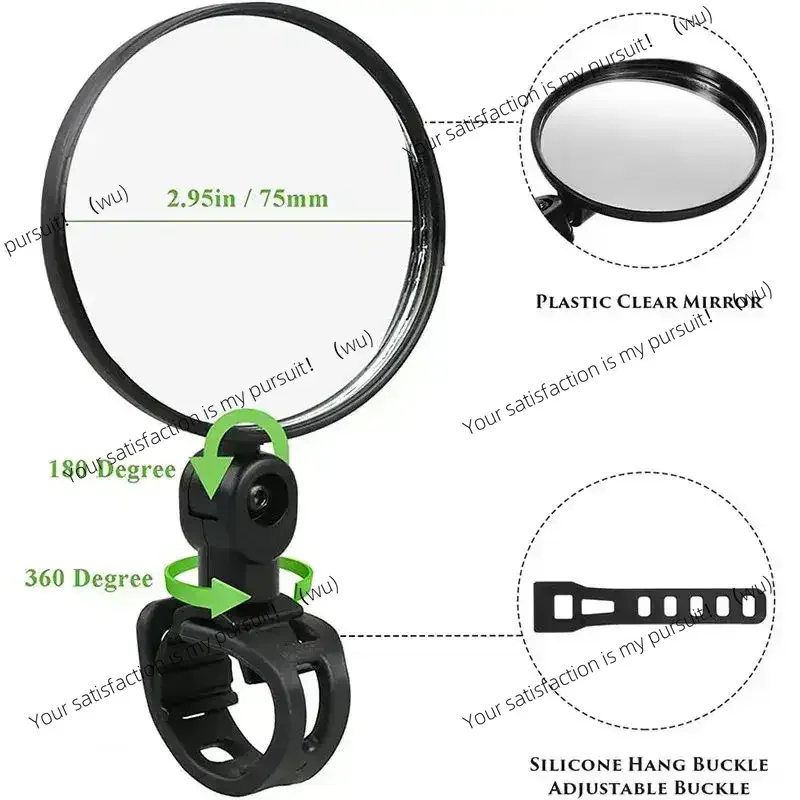 Universal Bicycle Rearview Mirror 360°Adjustable Rotate Convex Wide Angle Cycling Handlebar Rear View Mirrors