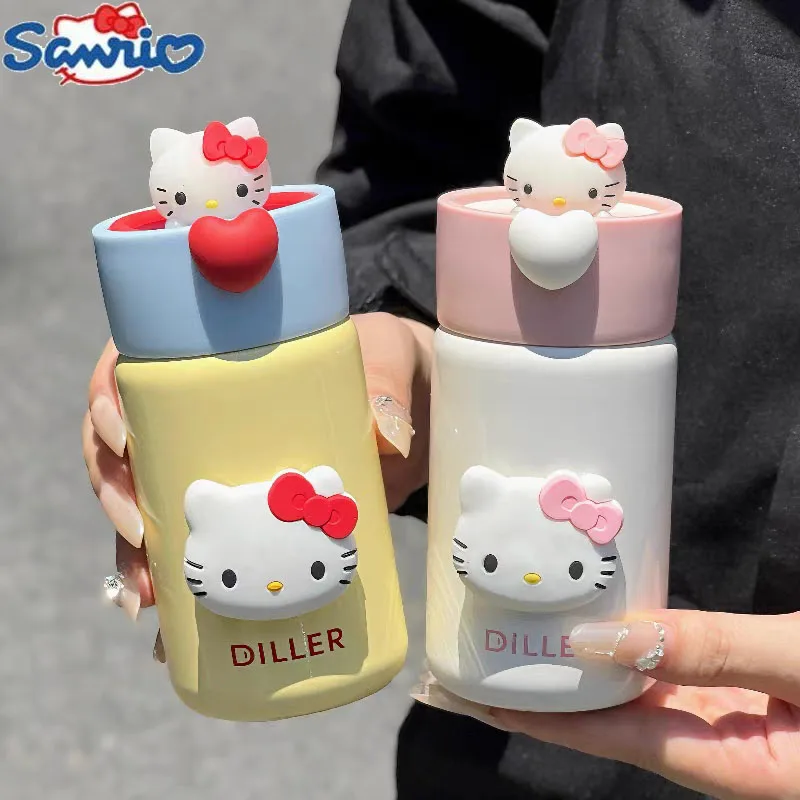 

Hello Kitty Thermos Cup Sanrio Animation Peripheral Girly Heart Mini Small Portable Love Tea Divider Tea Cup Cute Girls Gift