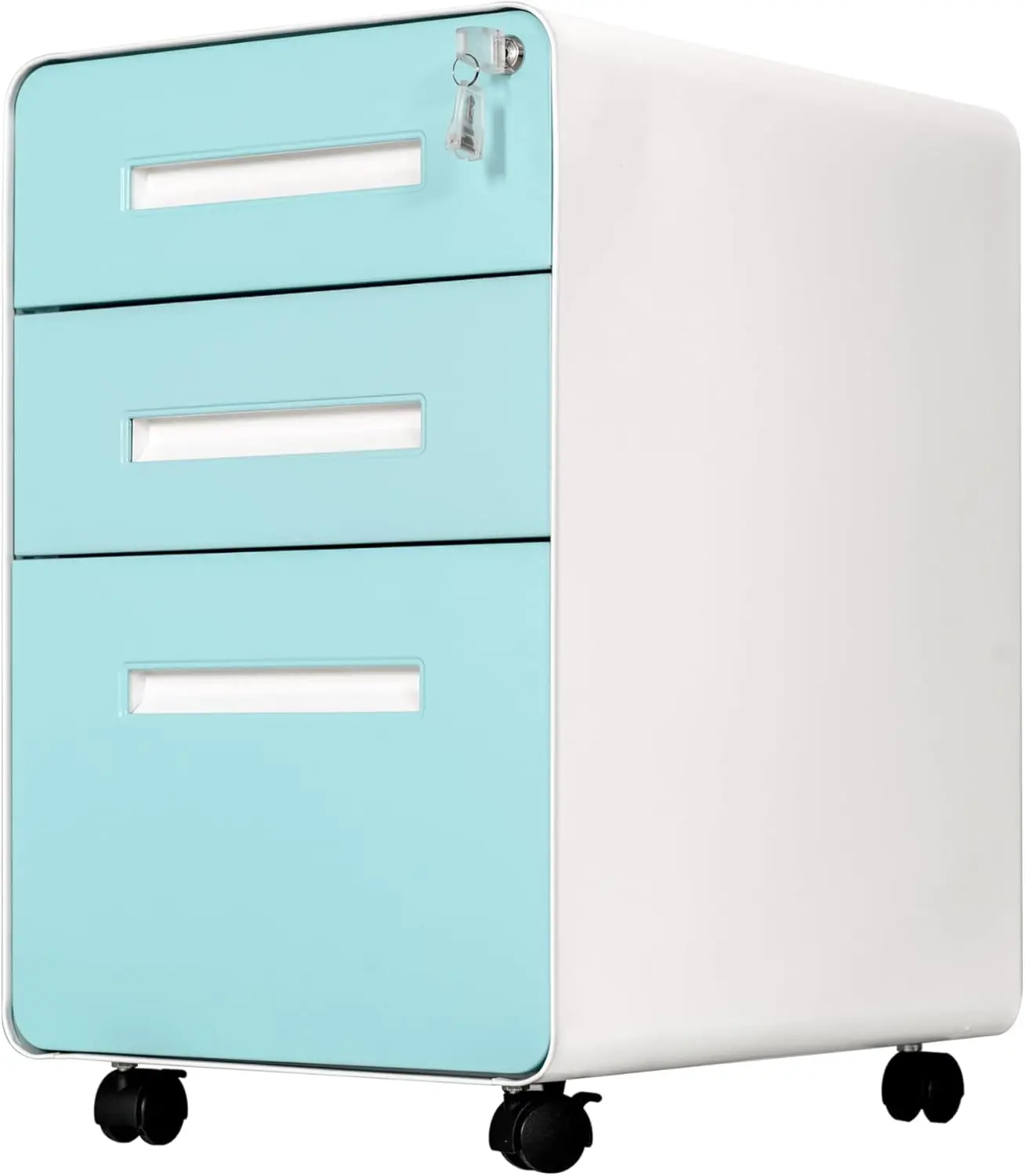 

3 Drawer Mobile File Cabinet with Lock, Under Office Desk Metal Rolling Filing Cabinet Legal/Letter File Folders with Wheels an