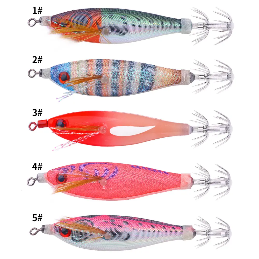 Señuelos luminosos horizontales para calamar – 8 cm con anzuelos chapados - imagen 5