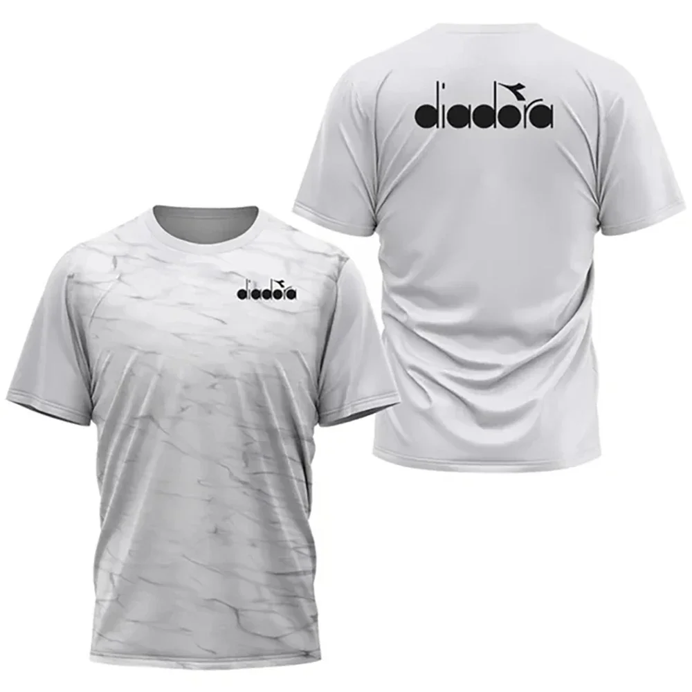 Camiseta Diadora de Cuello Redondo y Manga Corta, Estilo Deportivo Casual, Estampado Simple, Cómoda, Transpirable, para Uso Diario y Deportivo