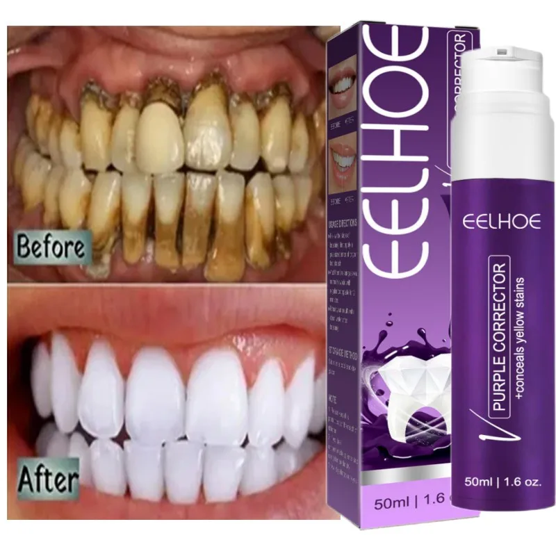 50ml Purple Safe Whitening Toothpaste Refreshing Breath Teeth Foam Tooth Cleaning Mousse Plaque Removal Dentifrice Teeth Care