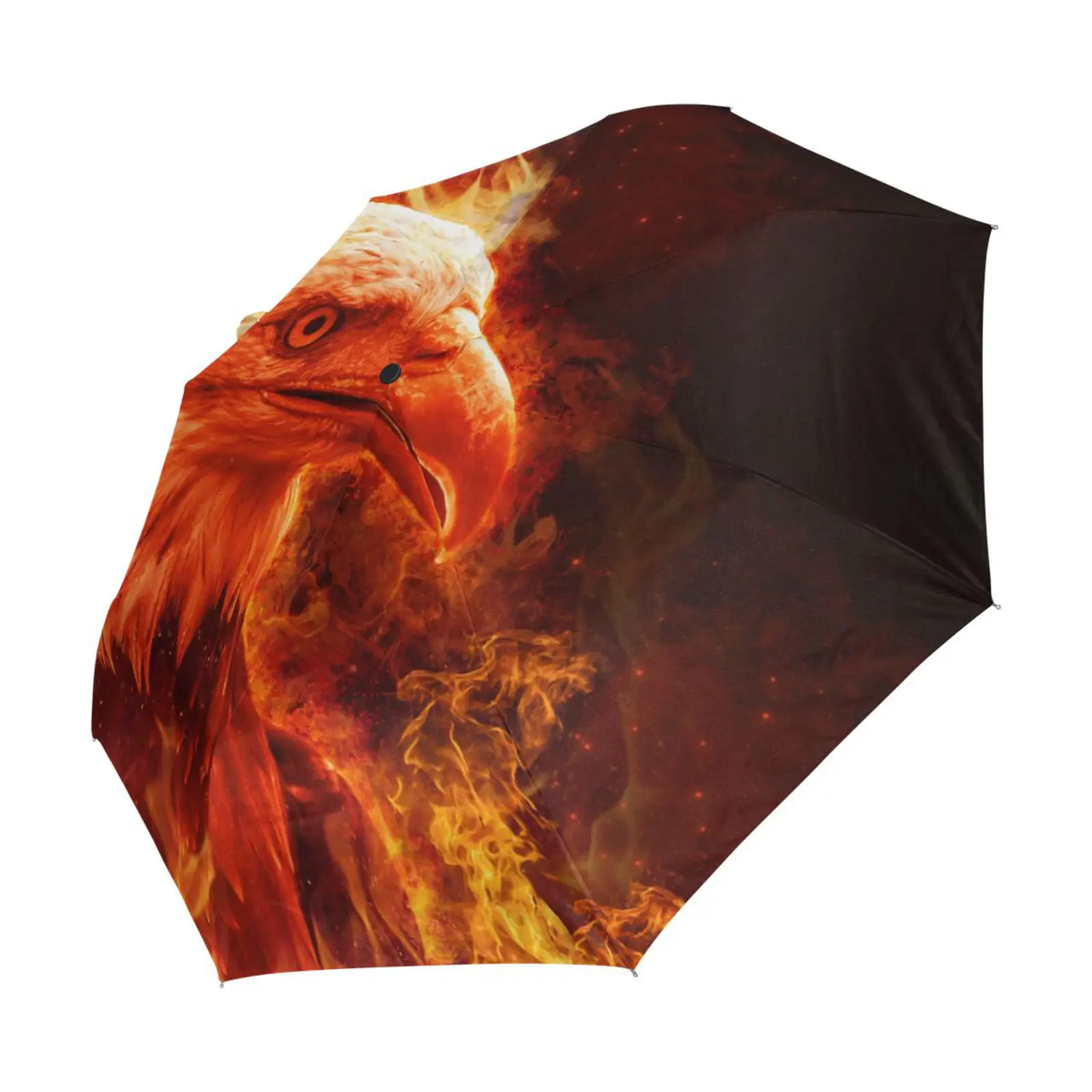 3D Fire Phoenix Eagle Print Portable Umbrella Rain Women Sun Protection Three Folding Automatic Umbrella Male Parasol Parapluie