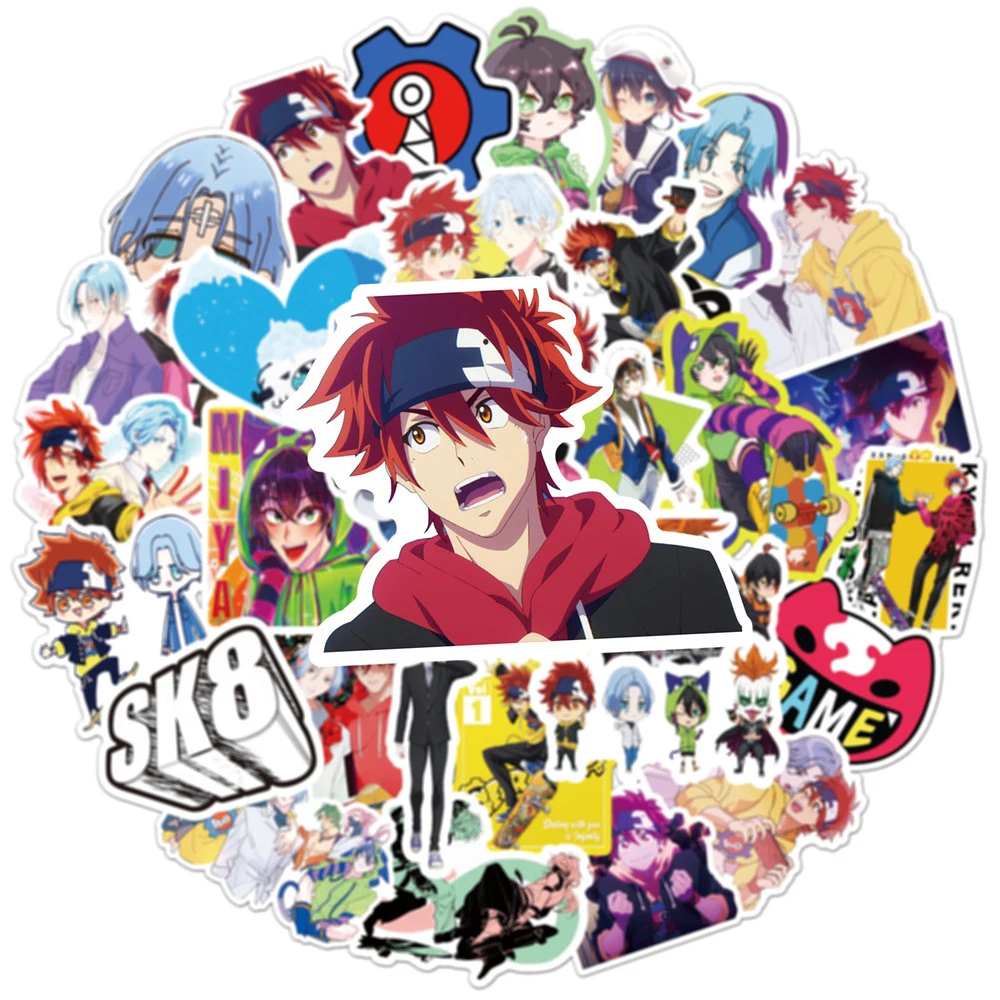 SK8 the Extron Anime Stickers, REPastel Cartoon Decals, DIY Skateboard Phone Notebook, Graffiti Sticker for Kids Toy, Cool, 10 PCs, 30 PCs, 50PCs