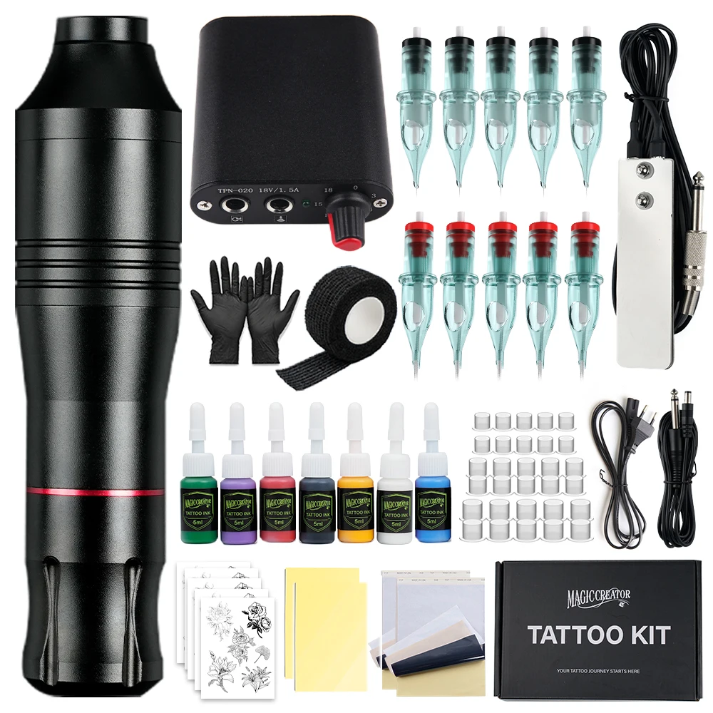 Kit de Tatuaje Más Vendido para Principiantes, Pluma de Tatuaje Motorizada, Set Completo de Tatuaje, Máquina de Tatuaje, Set Completo de Herramientas, Kit de Pluma de Tatuaje, Máquina de Tatuaje Motorizada