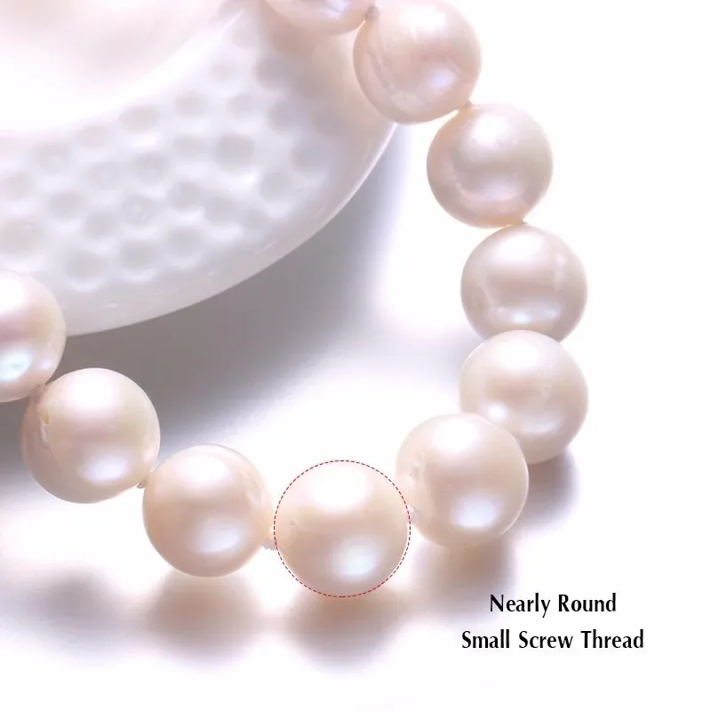 White Real Natural Near Round Pearl Jewelry Women Necklace,925 Sterling Silver Butterfly Buckle,8-9mm 45cm Fine Beads Jewelry