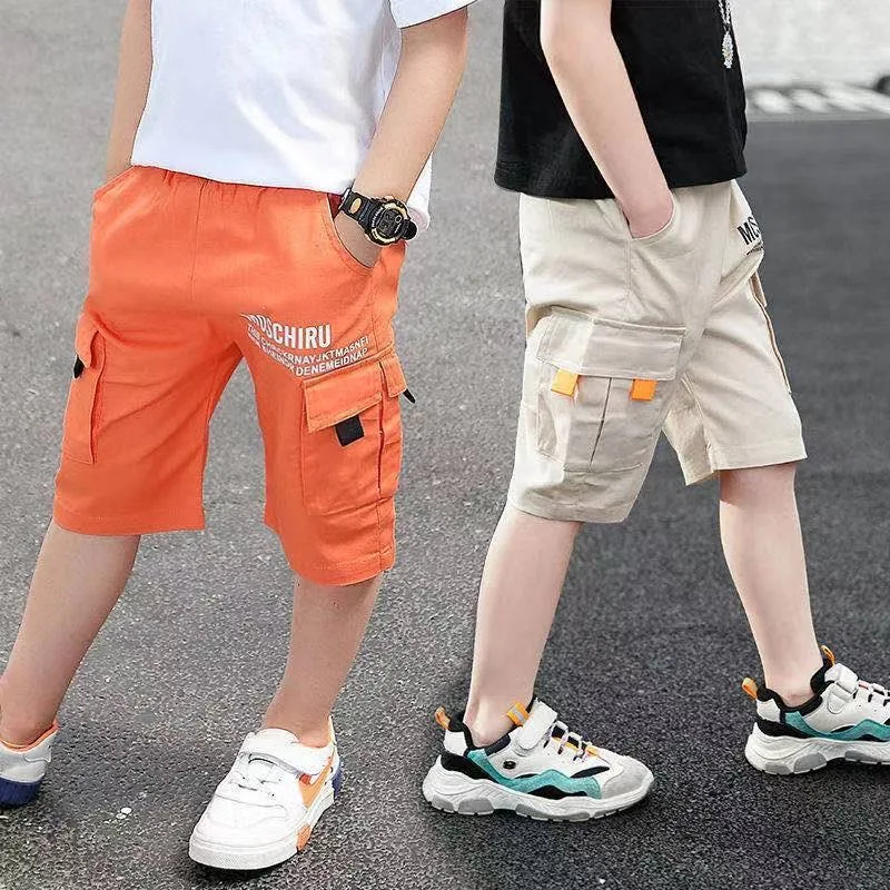 New Summer Teenage Boys Pants Casual Letter Short Trousers For Kids 4-14 Years Children Comfortable Pants