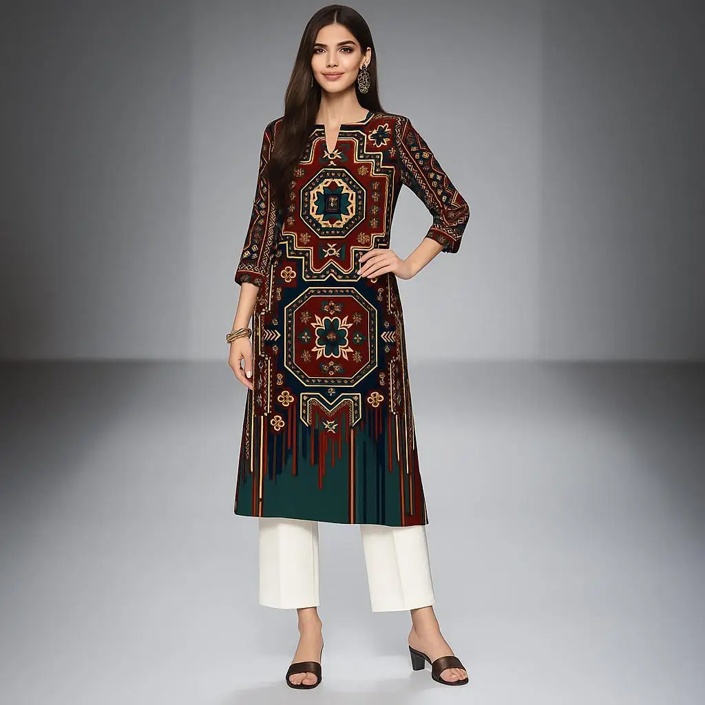 

Мусульманское платье Kurt, женское модное и элегантное, в национальном стиле, прямая трубка, повседневное цветное женское платье с узором слона, Абая