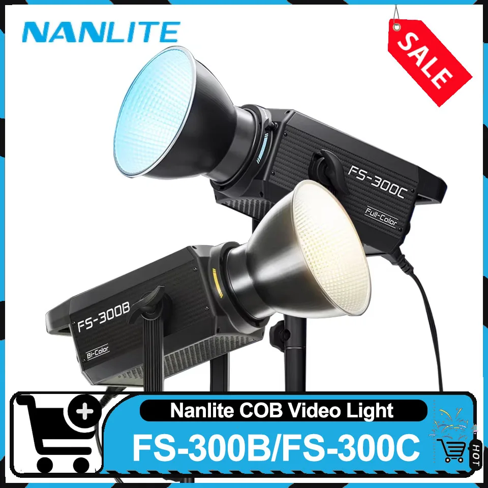 Nanlite FS-300B FS-300C 300W 2700K-7500K Professional Video Light COB LED Highlight Monolight for Filmmaking Live Streaming