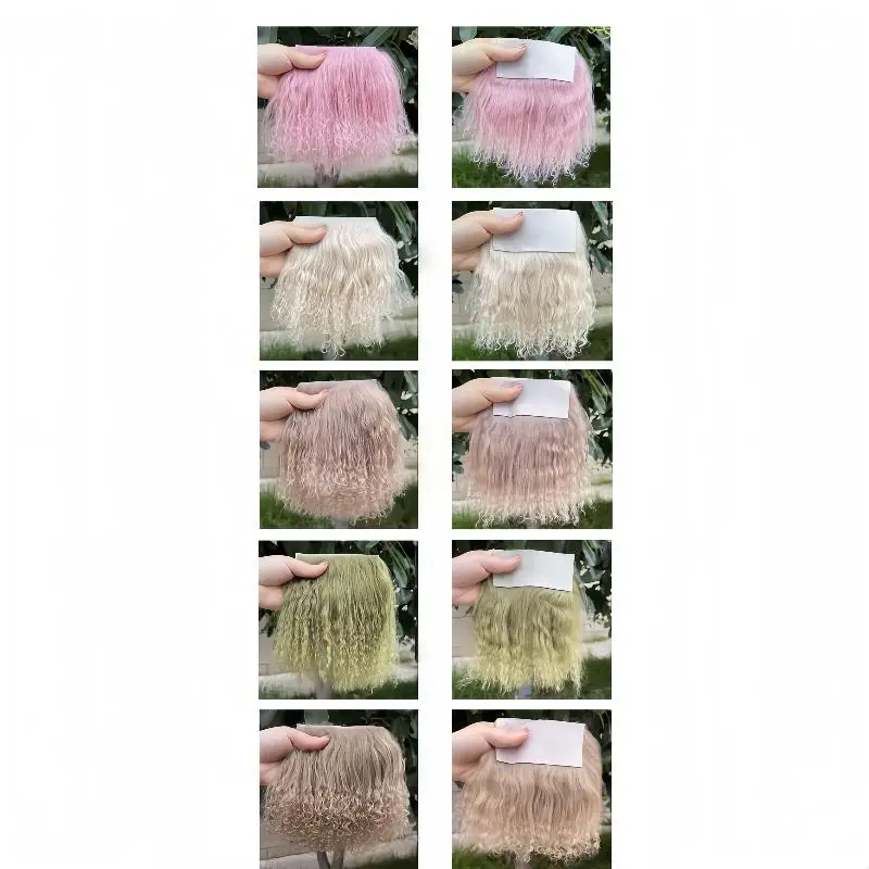 ▶1Pcs Dolls Accessories Mongolia Fur Sheepskin Wool Extensions Curly Texture Hair Row Curly Hair Extensions SD Blyth Wigs Hair