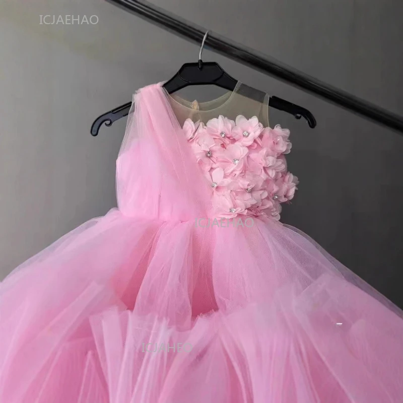 Party Dresses for Piano Recital Flower Tutu Dress for Girls Childrens Formal Party Wear Girl Kids Birthday Wedding Gown Princess