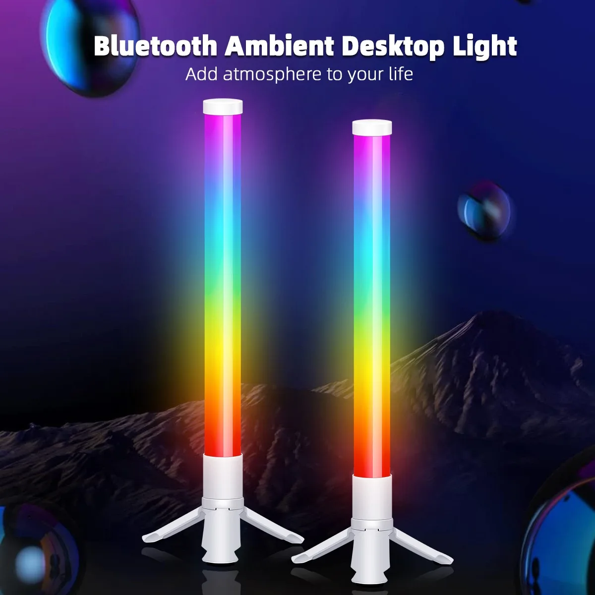 ไฟตั้งโต๊ะไร้สายสีสันสดใส LED ข้างแสง USB ขับเคลื่อนแสงโดยรอบ RGB สมาร์ทเสียงรถกระบะบรรยากาศโคมไฟ