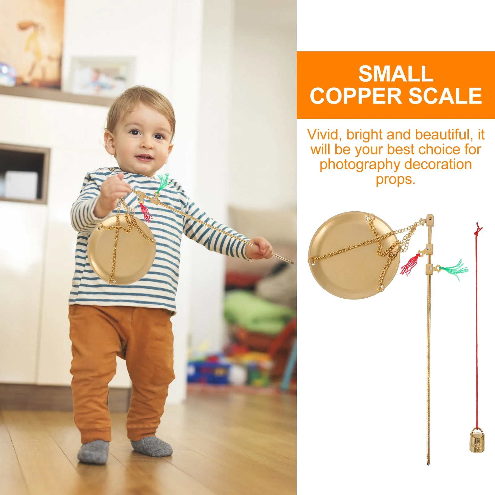 

1pc Small Copper Scale For Chinese Medicine Baby Grabbing 1St Birthday Party Draw Lots Props Kids Play Tools Pretend Play