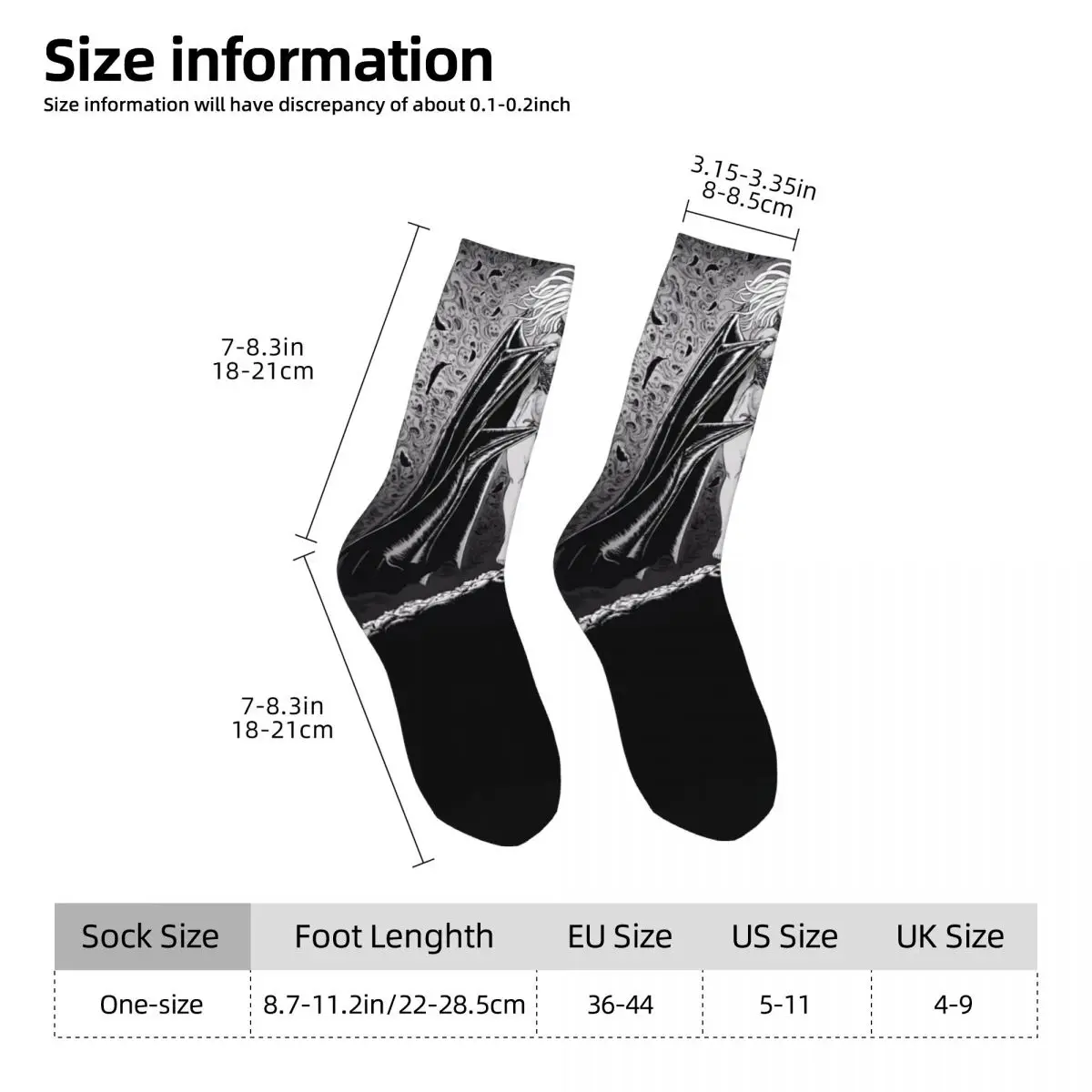 Japanese anime Manga Berserk Guts Unisex Unisex Socks,Hip Hop 3D Print Happy Socks Street Style Crazy Sock