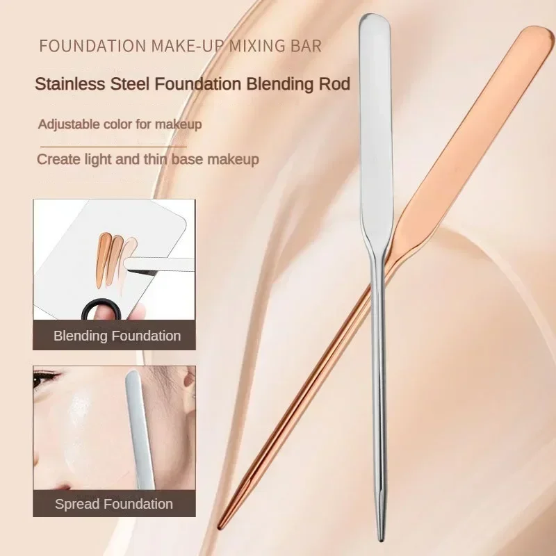 Spatule de Toner de maquillage à double tête en acier inoxydable, bâton de mélange de crème de fond de teint, outil de mélange, accessoires de maquillage cosmétique 1 pièces