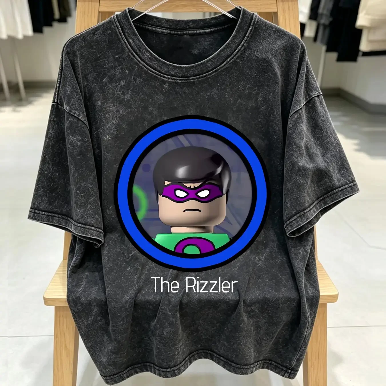 washed T Shirt The Rizzler circle long or short sleeves vintage Washed graphic Comfortable Stretched Top For Everyday Wear