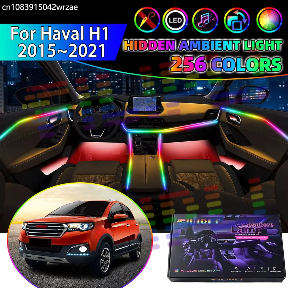 For Haval H1 2015~2021 MK2 2016 2017 2018 RGB Car Interior Ambient Lights Strips Breathing Lighting Kit App Control LED strips