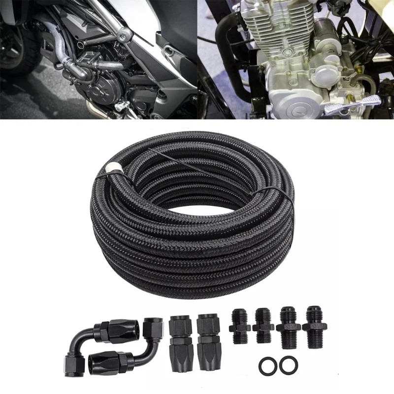 

15Ft 6AN Braided Transmission Coolers Hose Line for 4L60E 4L65E Automobile 6AN Steel Braided Cable