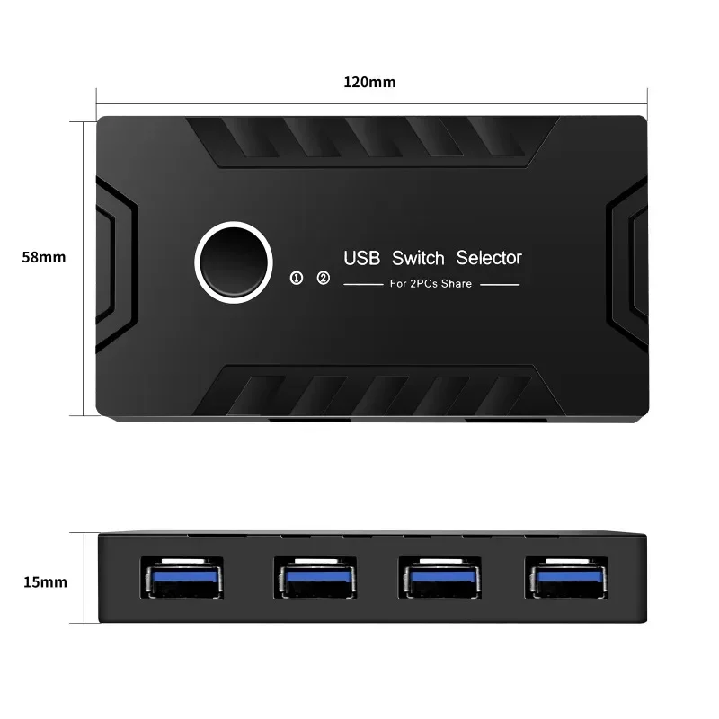 USB KVM Switch USB 3.0 2.0 Switcher KVM Switch for Windows10 PC Keyboard Mouse Printer 2 PCs Sharing 4 Devices USB Switch