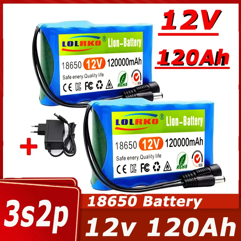Original 18650 3S2P DC 12,6 V 120000 mAh Wiederaufladbare Li-Ion Akku CCTV Kamera Monitor Ersatz Akku + Ladegerät
