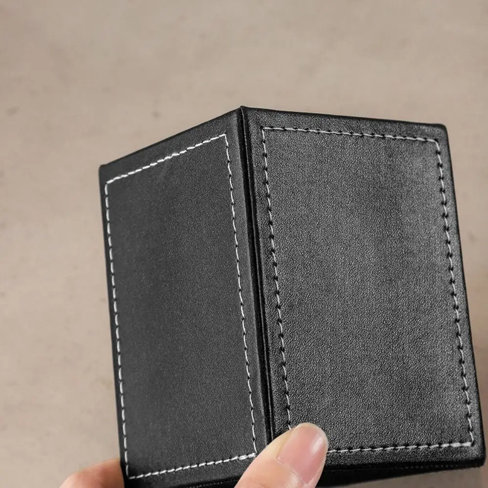 High Quality PU Leather Pen Holder Large-capacity Round/Square Pen Container Portable Desktop Storage Bucket Back To School