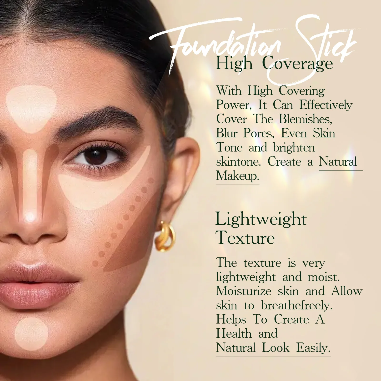Concealer Foundation Make-up Stick Oil Control Natural Isolation Bb Cream Moisturizing Long-term Liquid Foundation Cosmetics