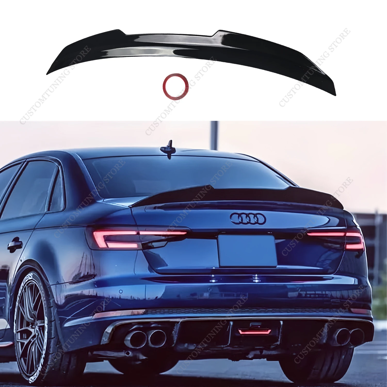 

Для AUDI S4 A4 B9 B9.5 8TA TFSI TDI S-line 2016-2024 глянцевый черный PSM стиль задние крышки спойлера задние обвесы багажника хвостовая тюнинг