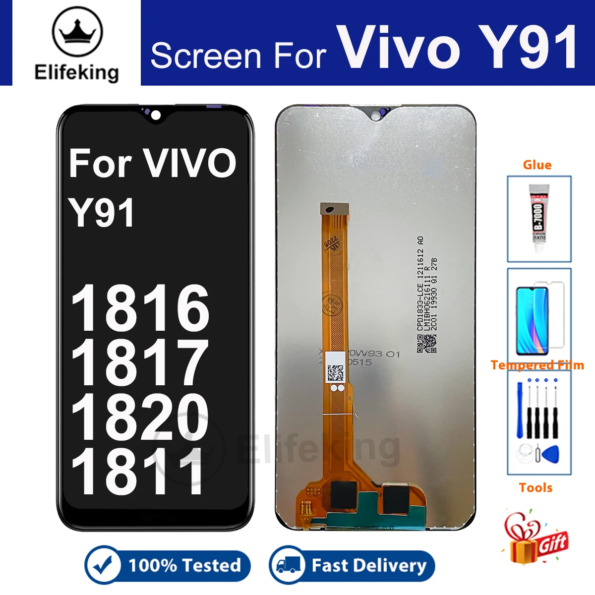 LCD Screen For VIVO Y91 Display Touch Screen 1820 1811 Digitizer Assembly for 1816 1817 Replacement with Free Tools
