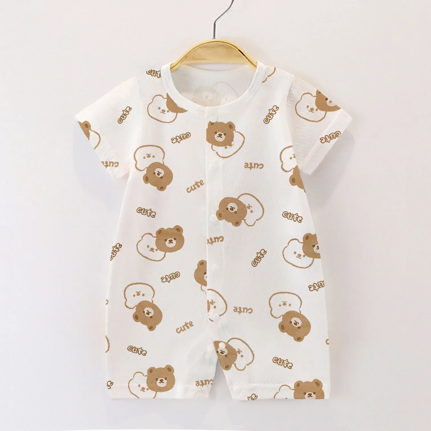 Neugeborenen Jungen Mädchen Sommer Overall Kleidung Reine Baumwolle Infant Nette Gedruckt Kurzarm Strampler Baby Homewear 1-3-6-9-12M