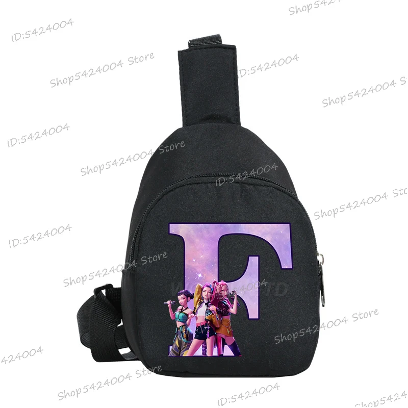 Bolso de pecho para niños, bonito bolso cruzado con 26 letras de personajes de película, bolsa para dinero para niñas y niños, bolso de hombro a la moda con cremallera para mujeres y hombres