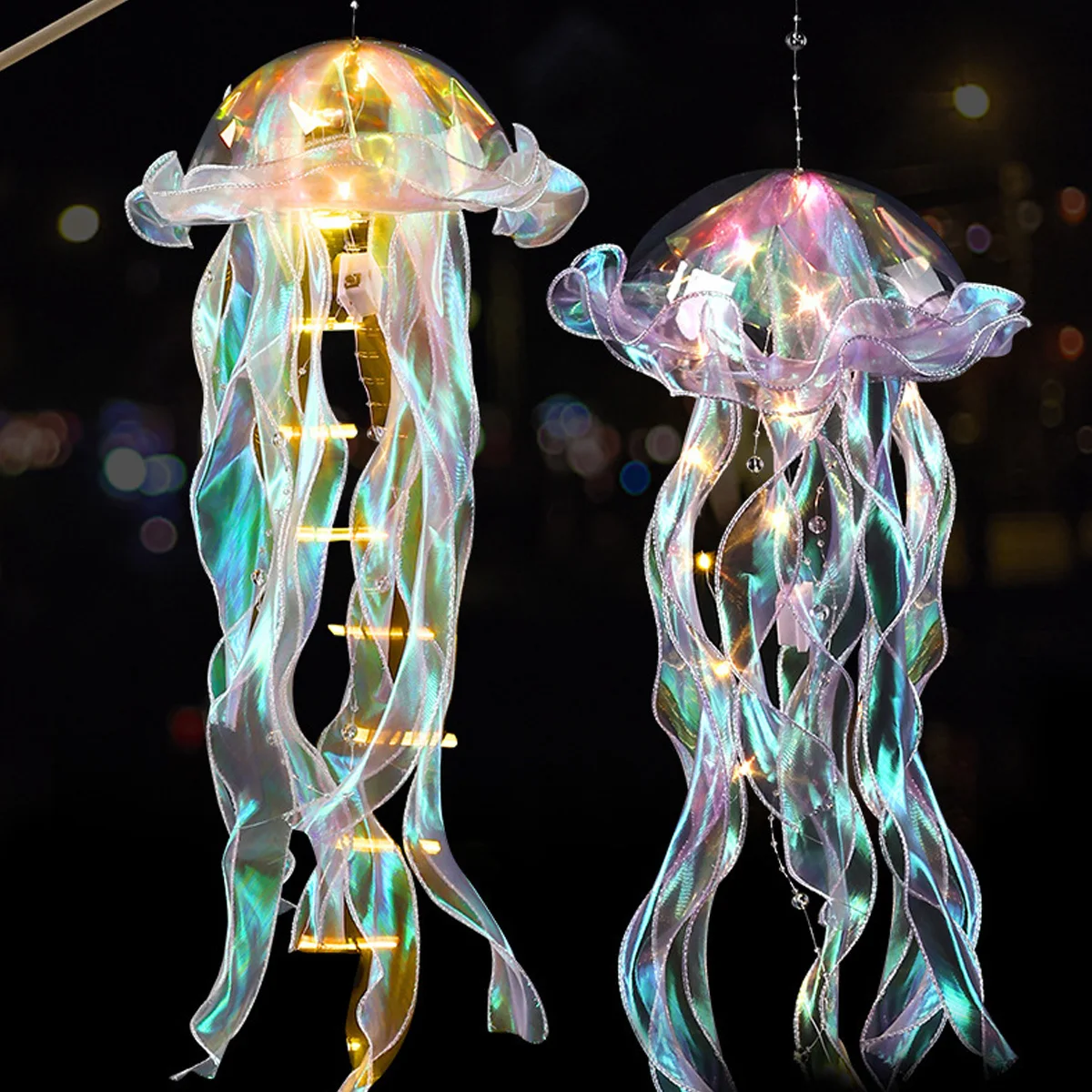 Girly DIY Colorful Jellyfish Lamp Underwater Style Bedroom Atmosphere Decorative Lamp Mermaid Theme Scene Decoration Good Things