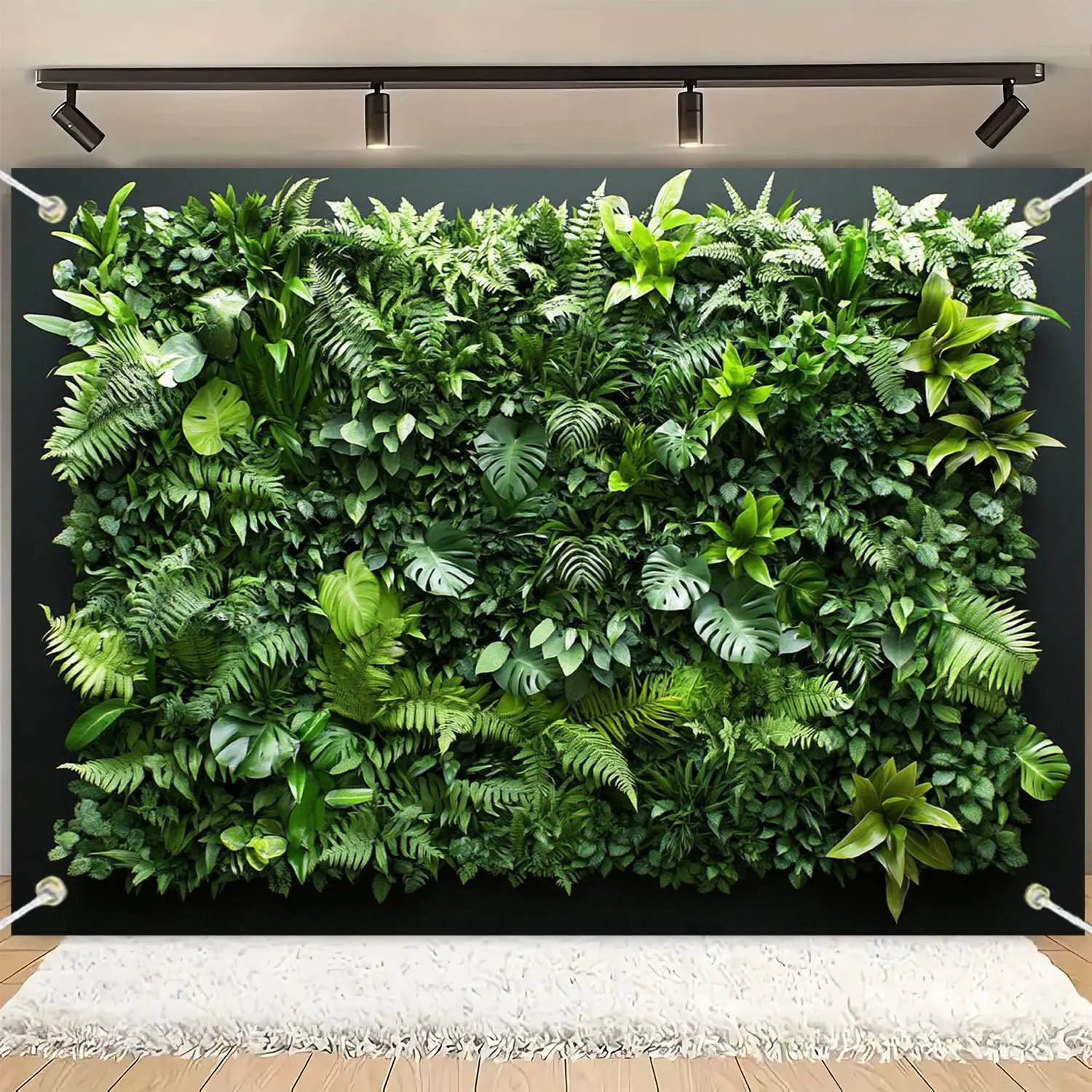 خلفية قماش بوليستر على شكل نباتات خضراء للحديقة العمودية - مناسبة لأعياد الميلاد والعطلات والحفلات وبيارات متعددة الحجم #1