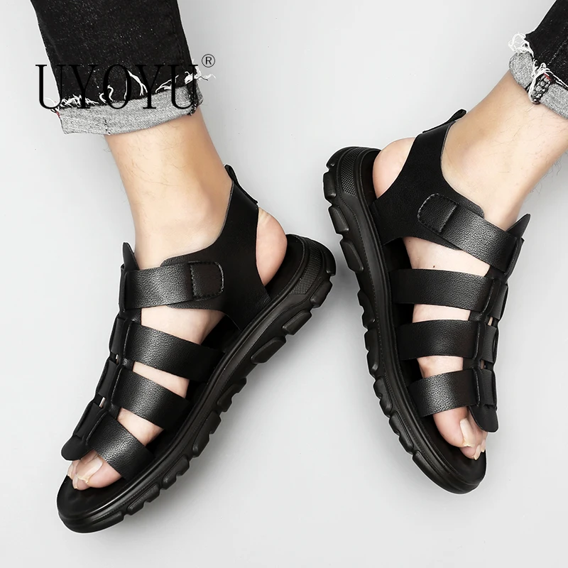 Designer Men's Sandals Summer Roman Korean British Sandals Outdoor for Men Casual Beach Male Shoes Boots Genuine Leather 2022