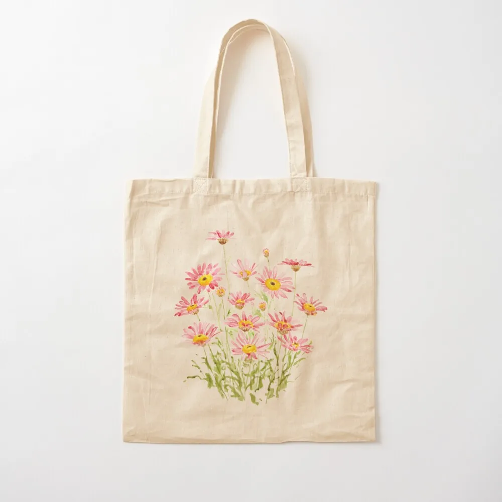 hand painted pink Marigold Margarita Rosa watercolor Tote Bag Gift bag shopping cart bags shopping trolley bag