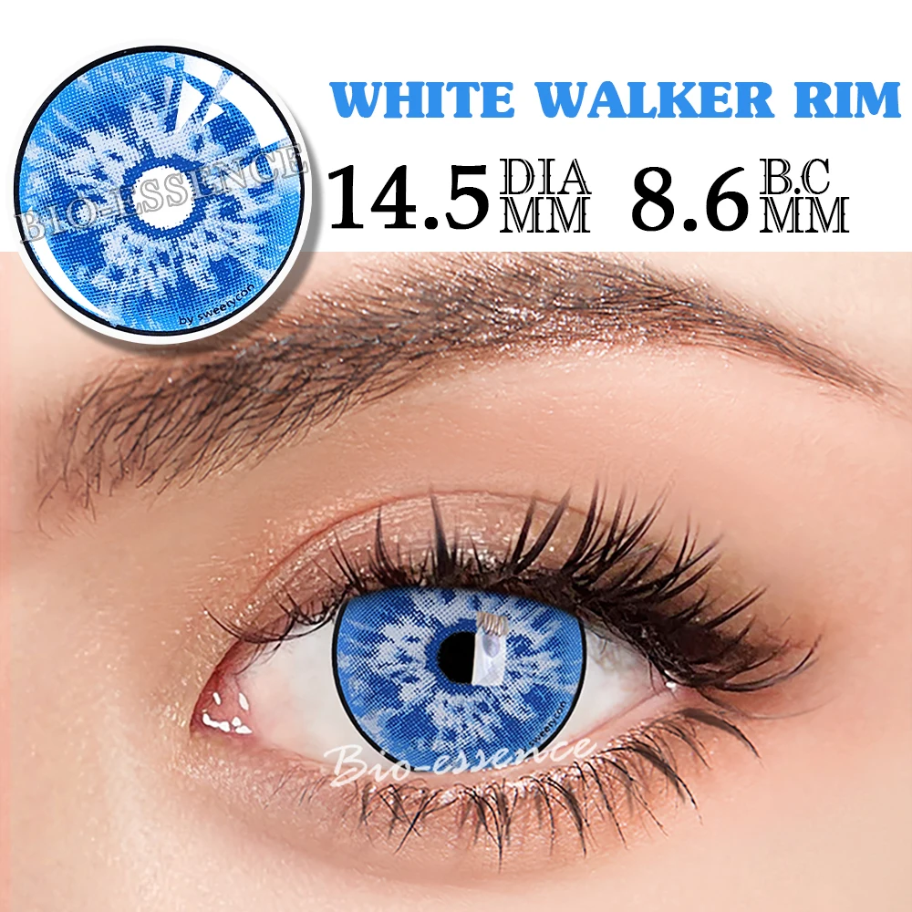 Bio-essence 1 Pair Blue Cosplay Lenses Colored Contact Lenses for Eyes Anime Accessories Anime Lenses Colorcon Blue Lenses