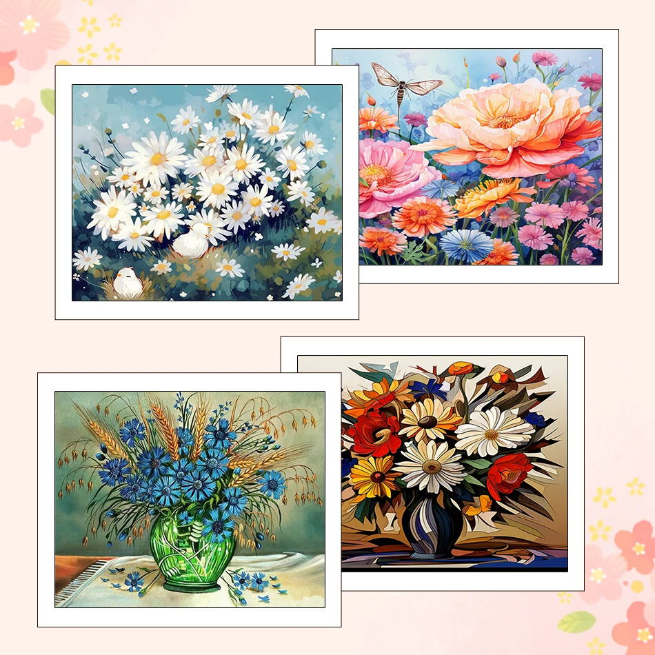 

RUOPOTY Paintings For Painting By Numbers Flowers 40X50cm Oil Art Diy Set Picture Drawing Gift Paint Kit Decorative Wall Decor