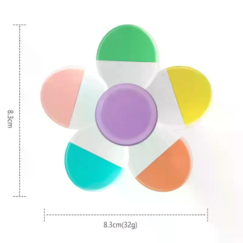 1Pcs Flower Shape Watercolor Colors 5-In-1 Fluorescent Pens Fingertip Spiral Highlighter Pen For School Office Stationery view 3