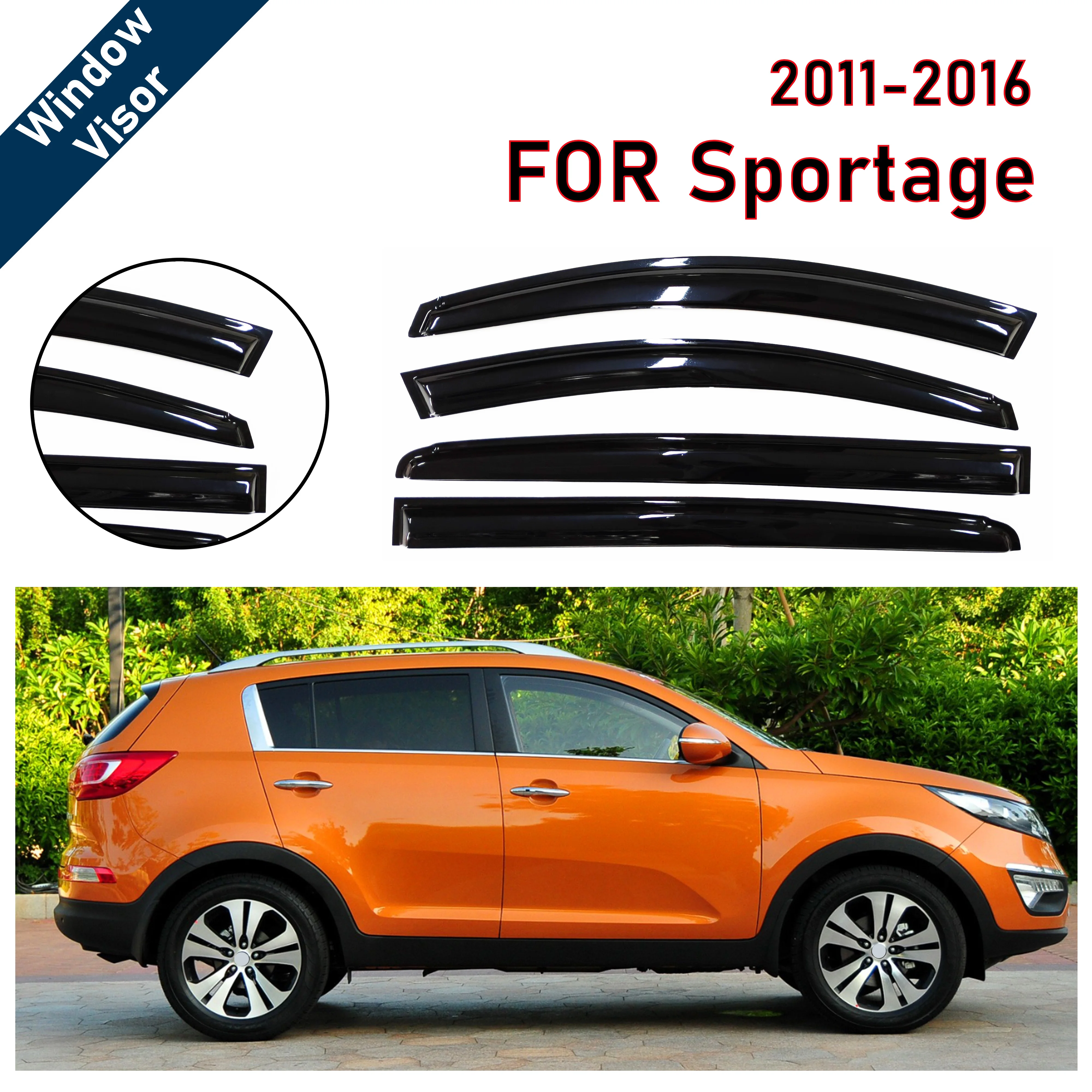 

Window Visor for Kia Sportage 2011-2016 | 4pcs Rain Guard Wind Deflector | Car Weather Shield Accessory