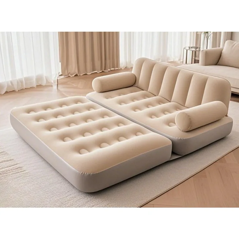 Double Inflatable Folding Sofa Bed Portable Camping Floor Mat Full Back Air Sofa Travel Lounge Cushion 1PCS