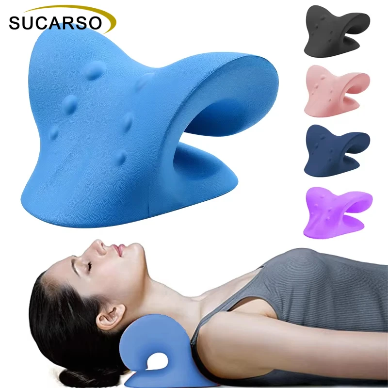 Neck Shoulder Stretcher Relaxer Cervical Chiropractic Traction Device Massage Pillow for Pain Relief Cervical Spine Alignment