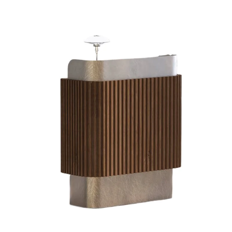 

LMM simple modern hospitality restaurant front desk, wood grain stainless steel checkout page