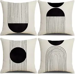 4PCS Black and white pillow cover linen bohemian print decorative cushion cover 40x40 50x50 Room decorating items