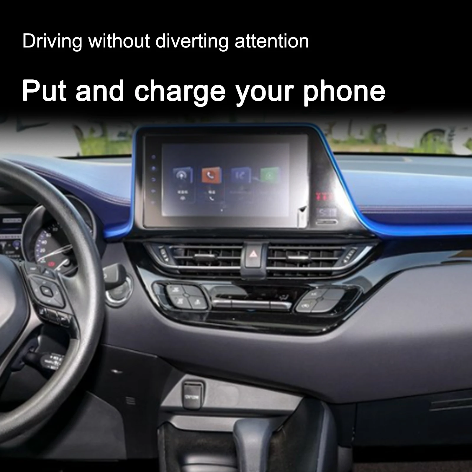 

2Din for Toyota CHR 2019-2025 Car Wireless Mobile Phone Charger Center Console Storage 18W iphone fast charge plate holder