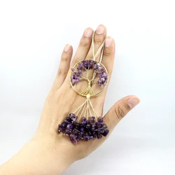 Natural Stone Pendant Car Hanging 7 Chakra Life Of Tree Colorful Irregular Crystal Quartz Healing Amulet Fengshui Energetic