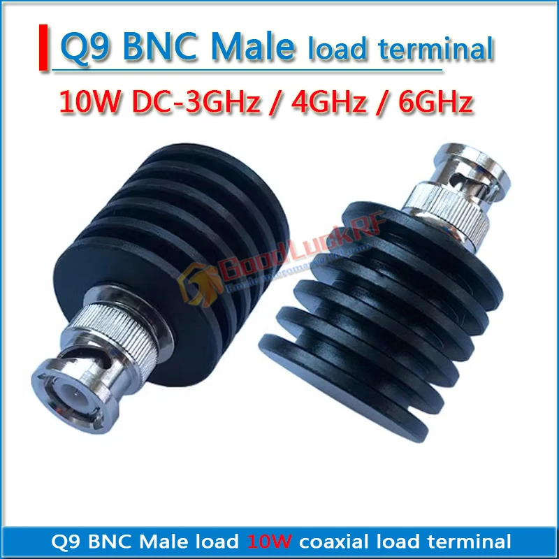 high-power Q9 BNC Male 10W coaxial Termination DUMMY load 50ohm DC-3GHz 4GHz 6GHz with heat sink low standing wave VSWR ≤ 1.20