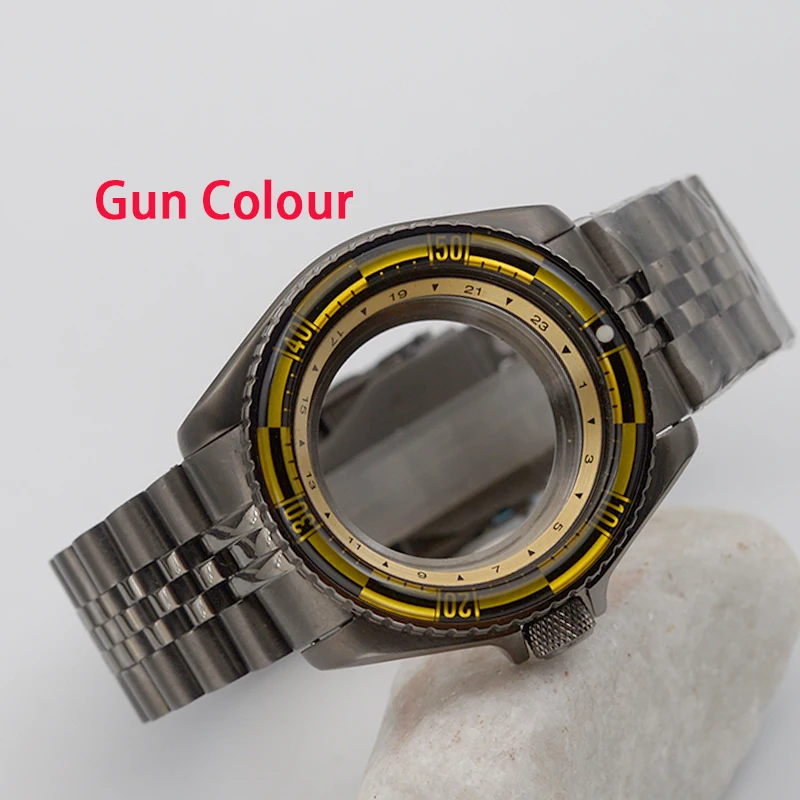 

SKX007 Gun color double-layer ring case with gun color strap is suitable for NH34, NH36, NH35, movement, and men's diving watch