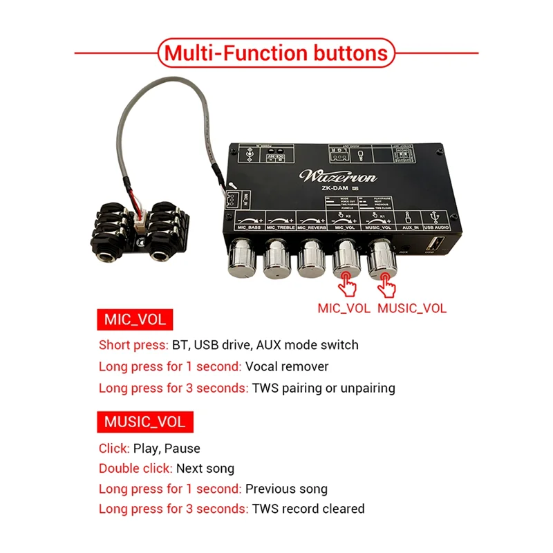 DAM H2 ميكروفون كاريوكي مع بلوتوث USB فك دعم توصيل TWS زوج AABGI
