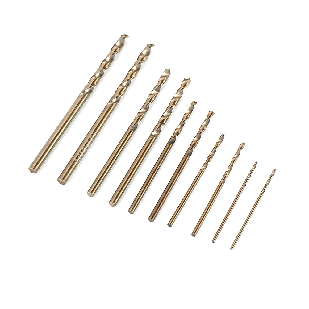 HSS-Co-M35 Cobalt Broca, Haste reta, Brocas de Torção, Aço Inoxidável, Perfuração De Metal, 1mm, 1.5mm, 2mm, 2.5mm, 3mm, 10Pcs