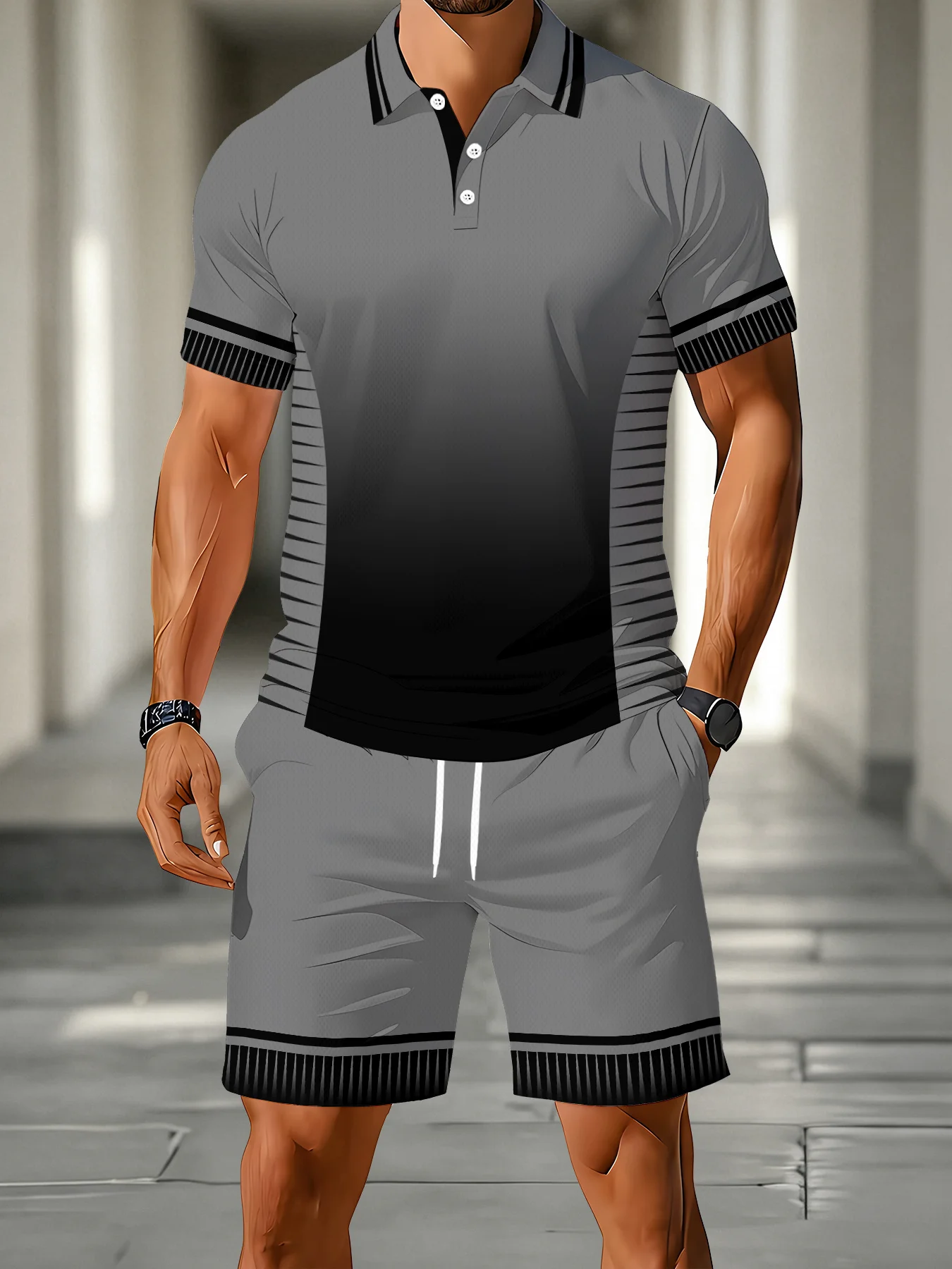 Ensemble de polos pour hommes été 2026 - Design imprimé 3D, respirant, léger, confortable, décontracté, vêtements d'extérieur pour hommes